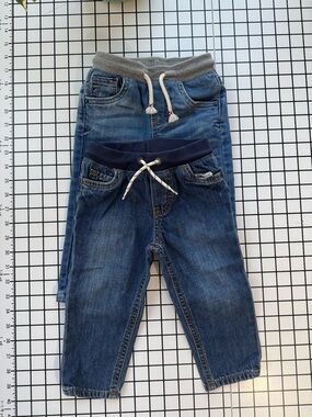 Kids Blue Elastic-Waist Denim Jogger Pants - Pack